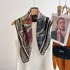 Lenço Quadrado de Algodão e Linho Estilo Retrô com Folhas para Mulheres, Primavera, Dupla Face, Duas Cores, Borda Enrolada, Lenço de Seda, Acessórios Versáteis, Lenço