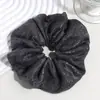 Scrunchie floral grande de moda retro para otoño e invierno, elegante goma de pelo tejida para mujer para coletas bajas