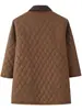 2026 Nuevo Top Casual Holgado de Otoño-Invierno Transfronterizo con Patrón de Diamantes y Cuello Solapa