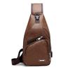 Nova bolsa de peito antirroubo com carregamento USB masculina, bolsa de ombro casual retrô pu, bolsa de mensageiro esportiva para ciclismo ao ar livre