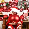Atmosfera Festiva Bola Decorativa Vermelha Brilhante Fosca Glitter Plástico Bola Pendurar Teto Ar Pingente Decorativo