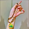 Cadena para Suéter de Collar de Alta Calidad con Diseño de Cristal Blanco y Piedra Ojo de Tigre Natural