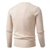 Suéter de Punto Cableado de Cuello Redondo de Color Sólido Elástico Ajustado Europeo y Americano para Hombre Otoño Invierno Ropa de Punto Base Ajustada Ropa de Hombre