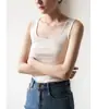 ChuWu STUDIO! Regata Amarela Oxygen Slim-Fit com Gola U para Mulheres, Colete de Tricô