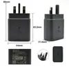 Adequado para carregador Samsung 45W, cabeça de carregamento PD25W para celular, conjunto de cabeças de carregamento super rápido com certificação CE padrão europeu atacado