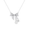 Collar de Lazo de Diamantes de Plata Fina S999 Diseño de Sentido Avanzado Perla Colgante Pequeño Cadena para el Cuello Plata Esterlina Elegante Cadena para Clavícula