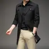 Casaco Trench Coat Masculino Outono/Inverno Plus Size M-8XL Transfronteiriço, Comprimento Médio, Gola de Terno, Estilo Britânico, Acolchoado e Espessado