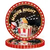 Noite de Cinema de Hollywood Tema Pipoca de Cinema Crianças Descartável Bandeja de Papel Toalha de Mesa Guardanapo Conjunto de Festa