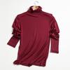 Tangge Seda de Morera Tejido de Seda de Doble Cara Cuello Alto Delgado Ropa Interior Térmica para Mujer Cómoda Manga Larga Camiseta Base Ropa de Otoño Invierno