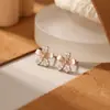 Brincos de Flor de Cerejeira 999 Prata Pura para Mulheres, Luxo Leve, Simples, Versátil, Brincos Doces e Delicados, Elegantes Brincos Pequenos de Flor Incrustados com Diamantes