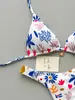 Comércio Exterior Estilo Europeu e Americano Bikini Estampado Feminino Triângulo com Amarração Peça Única Maiô Férias Praia Cortado Alto Moda Praia Atacado