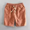 Nuevos Pantalones Cortos Finos de Verano para Hombre Estilo Coreano Sueltos Caqui Casual Transpirables Deportivos Algodón y Lino Rectos de Cinco Cuartos