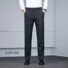 Calça social business trendy versátil com elasticidade em quatro direções, calça reta slim de alta qualidade para o outono, calça masculina para o dia a dia