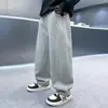 Calça Jogger Masculina Estilosa para Primavera e Outono Calça Casual Solta Calça Esportiva para Meninos de Meia-Idade e Mais Velhos Cinza Azul Profundo Estilo Outono