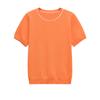 Exportación Transfronteriza Ropa de Mujer Primavera y Verano 2025 Estilo Europeo y Americano Cuello Redondo Manga Corta Camiseta de Punto Tops para Mujer G866590