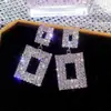 Pendientes Geométricos Super Brillantes Incrustados con Diamantes Estilo Europeo y Americano, Accesorios de Oreja Exagerados, Accesorios Versátiles Adelgazantes, Pendientes Largos, Colgantes de Oreja Personalizados