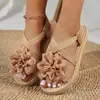 Sandalias Planas Florales Europeas y Americanas de Comercio Exterior para Mujer, Estilo Nuevo, Chanclas Ligeras de Playa para Uso en Exteriores, Wish