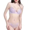 Conjunto de lencería sexy europeo y americano fino con encaje bordado, sujetador de estilo francés con aros suaves para bustos grandes para que parezcan más pequeños y prevenir la flacidez