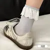 Calcetines con Volantes de Encaje para Mujer, Calcetines Transpirables de Malla Suaves Agradables a la Piel Cómodos de Media Pantorrilla, Calcetines Arrugados Estilo Miu Fáciles de Combinar