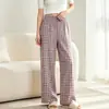 Novas calças de pijama térmicas femininas de outono, tecido escovado dupla face, adequadas para usar ao ar livre, estampa de desenho animado, calças de casa, calças compridas casuais