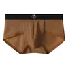 Atacado de Roupa Íntima Masculina Huajielong de Seda Gelada Texturizada Cor Sólida Cintura Média Tamanho Grande Respirável Cuecas Masculinas Disponíveis para Dropshipping