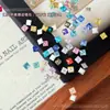 Pedrinhas de strass mini quadradas super brilhantes para nail art, cores sortidas, base plana, formato quadrado pequeno, bordas chanfradas, para decoração de unhas