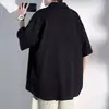 Camisa de Manga Corta de Seda de Hielo para Hombre, Estilo Delgado de Verano, Color Sólido, Marca Casual de Moda, Elegante Camisa de Cinco Puntos, Chaqueta de Verano