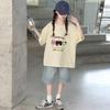 Playera de Manga Corta de Algodón Puro para Niñas con Estampado de Dibujos Animados para Niños Mayores, Verano Nueva Blusa Elegante para Niñas, Moda de Comercio Exterior