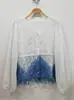 Vestido artístico azul tie-dye hecho a mano de Radix Isatidis de planta pura original, sobrecapas exteriores protectoras solares