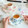 Lento como Velho - Peônia Rosa Cerâmica Medieval Conjunto de Xícara e Pires de Café de Alta Qualidade Lembrança de Chá da Tarde de Alto Valor