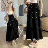 Saia Suéter de Malha Macia com Botões Estilo Coreano Nova Coleção Outono/Inverno para Mulheres, Saia de Linha A Elegante Casual de Cintura Alta Emagrecedora
