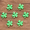 10 Colores 9x13mm Acero Inoxidable Esmalte Dorado Goteo de Aceite Colgante de Planta Flor Colgante de Doble Cara Accesorios para Joyería DIY
