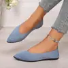Zapatos slip-on de tejido elástico con punta fina, suaves y antideslizantes, zapatos planos de suela fina, cómodos para ir al trabajo, zapatos de mujer transfronterizos para primavera y verano