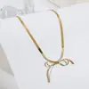 Versión coreana de diseño simple moda lazo cadena de cuello hueso de serpiente para mujer popular personalidad temperamento acero de titanio cadena de cuello venta al por mayor combina con todo