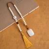 Espejo retrovisor de coche de jade blanco y seda dorada, seguro y sin importancia, con exquisita borla colgante, para hombres y mujeres, regalos largos para colgar en el coche.
