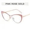 Montura de Media Montura Ojo de Gato Espejo Plano Anti-Luz Azul Montura de Acero y Cuero Personalizada Transfronteriza para Mujer Gafas de Montura Lisa Retro de Moda