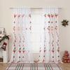 Cortinas Estilo Navidad Amazon Transfronterizas Producto Terminado Papá Noel Árbol de Navidad Bordado Translucidas Venta Directa de Fábrica
