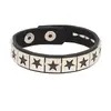 Pulsera de cuero de PU con estrella hueca de una sola fila estilo punk retro europeo y americano, pulsera de cuero PU, pulsera, joyería con título
