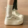 Estilo Coreano 2026 Nova Moda Para Ir ao Trabalho Retrô Alta Aparência Sola Grossa Sapatos Brancos Versátil Leve Casual Esportivo Tênis de Skate