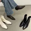 First Encounter Temporada Botines de tacón bajo punta cuadrada para mujer 2026 Otoño Invierno nuevos botines simples para mujer botines cortos Botines franceses ajustados