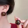 Pendientes Cuadrados con Estampado de Leopardo Borgoña para Mujer 2024 Nuevos Pendientes Retro de Otoño e Invierno Pendientes de Moda y Versátiles
