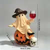 Adorno de Bruja Fantasma Transfronteriza Sosteniendo Copa de Vino Calabaza Calavera Decoración de Halloween Artesanía para Escritorio en Casa Regalo