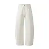 Roupa Masculina Muqiu Estilo Old Money Tecido Pesado de Camada Dupla Jeans com Corte Curvo para Homens, Caimento Solto, Calças de Tecido Amplo com Caimento para o Trabalho