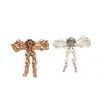 Estilo Coreano Ins Frescos y Llamativos Plata Perla Pedrería Moño DIY Aretes de Moda Accesorios de Flor de Zapato para Mujer Hebilla de Zapato
