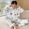 Pijama térmico para niños de otoño e invierno, forrado de forro polar, cálido conjunto de ropa de estar de manga larga con estampado de dibujos animados para niños