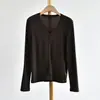 [Suéter de forro polar de manga larga] 26 otoño e invierno nuevo para mujer, adelgazante, de lana, holgado, con cuello en V, de manga larga, camiseta base para mujer