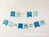 Bandeirola de Fita de Peixe Dourada Gradiente Azul Feliz Aniversário Decoração de Guirlanda para Festa de Aniversário Banner de Papel