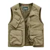 Nuevo chaleco exterior transfronterizo para hombre, multibolsillos, corte holgado, adecuado para personas jóvenes y de mediana edad, chaqueta casual de trabajo con cuello en V y corte diagonal