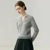 Suéter de malha Consinee 100% caxemira pura estilo celebridade para mulheres com borda xadrez pata de lobo, suéter base slim-fit moderno