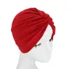 AliExpress Algodón Europeo y Americano Gorro Indio color liso plisado cruzado gorro para la cabeza gorro para los pies en stock fabricante de Yiwu